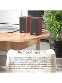 LENOVO LECOO DS105 1+1 Siyah 5w RMS Hoparlör Ahşap Speaker - 3